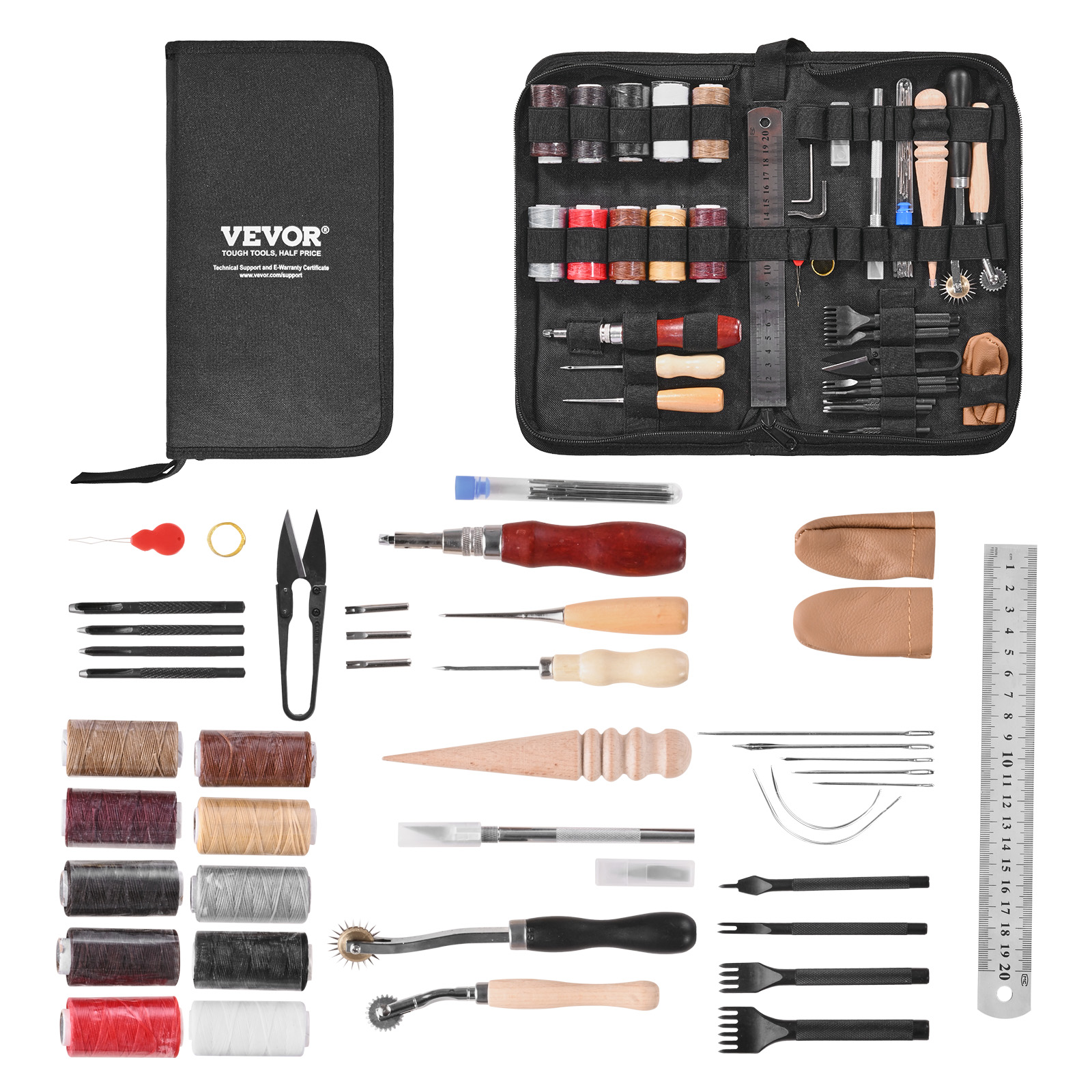 Leatherwork Tool Kit - SucceBuy 38/59/61/72/92PCs Leather Working Tools Kit