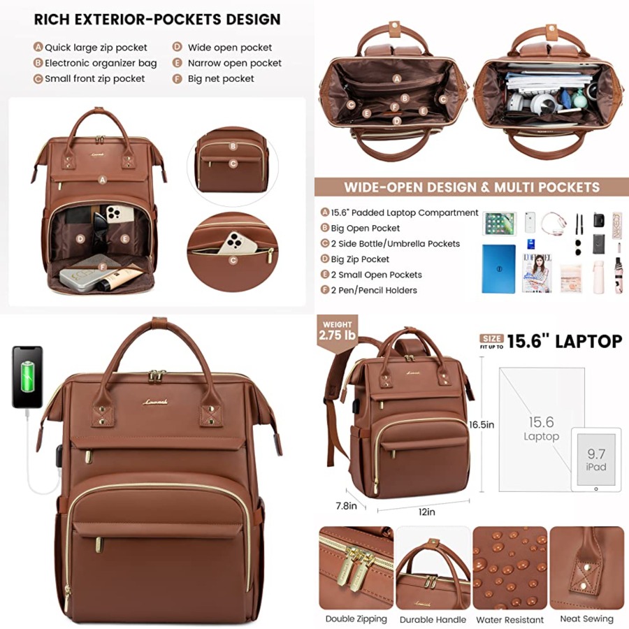 Leather Works - Leather Laptop Backpack for Women, Travel
