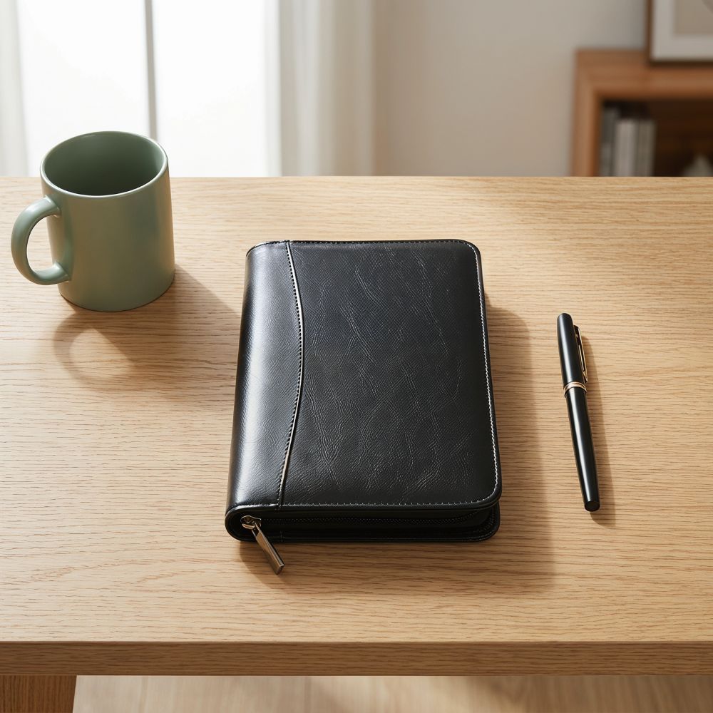 Leatherwork Books - 6-Ring File Folder PU Leather A6