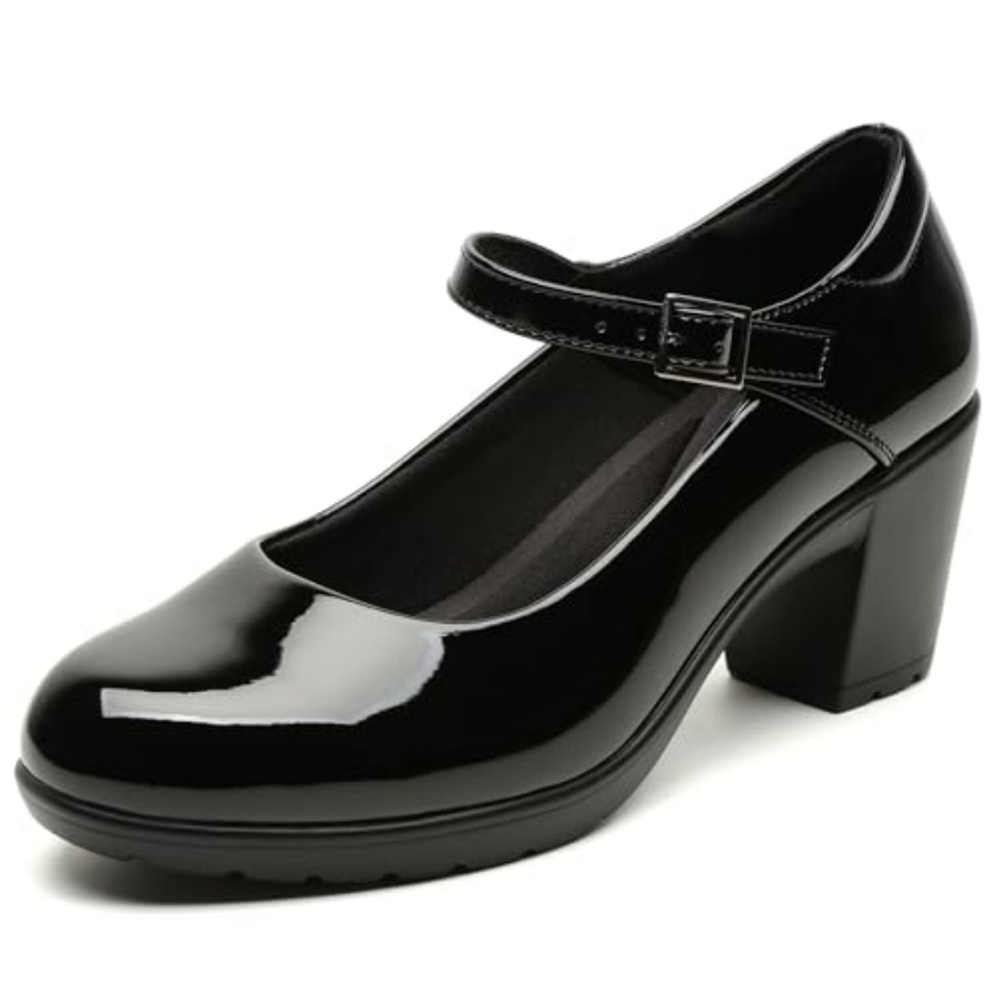 Leather Work Women Shoes - Womens Mary Jane Dress Shoes Chunky