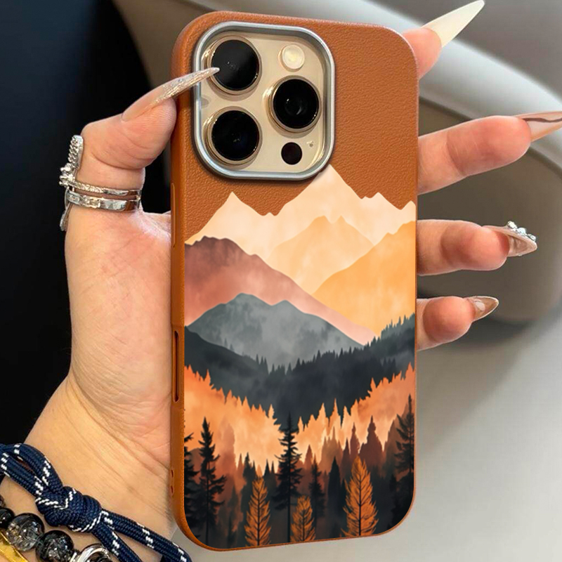 Leather X - Mountain Sunset Lichee Texture Phone Case