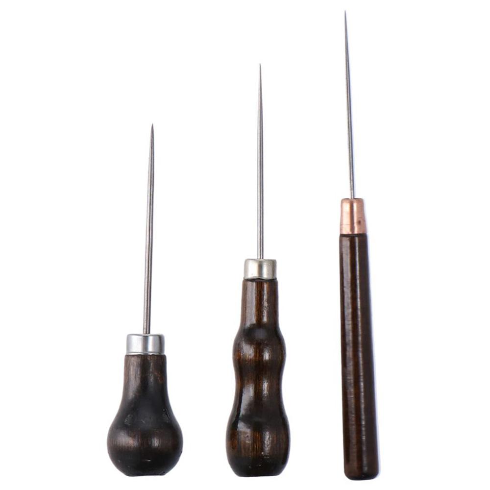 3Pcs Wooden Handle Scratch Awl - Leatherwork Accessories ulasan dan harga