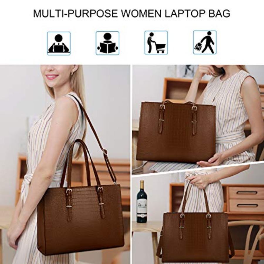 Laptop Bag for Women 15.6 Inch - Leather Work Bag ulasan dan harga