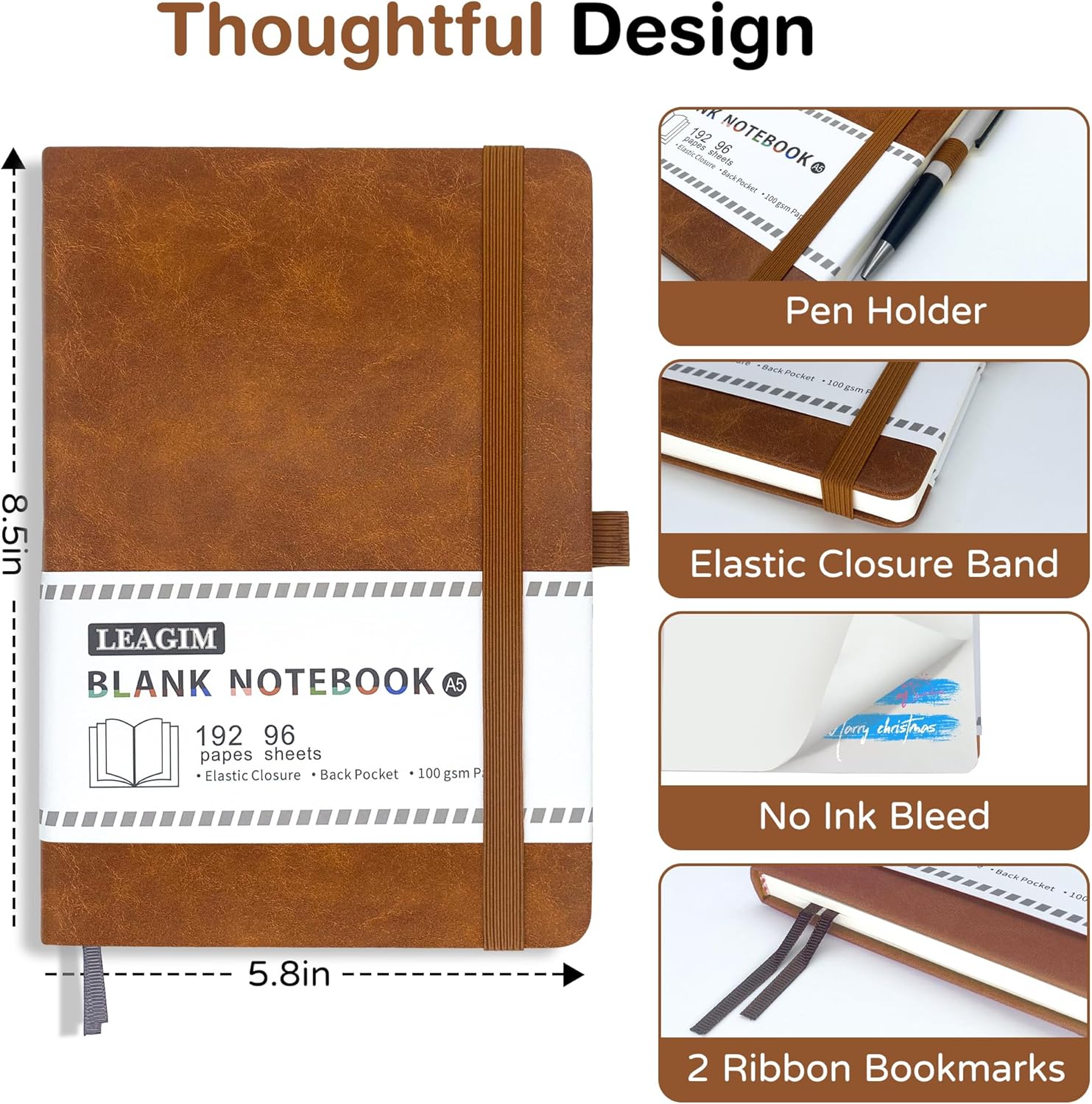 A5 Blank Journal Notebook, 192 - Leatherwork Books ulasan dan harga