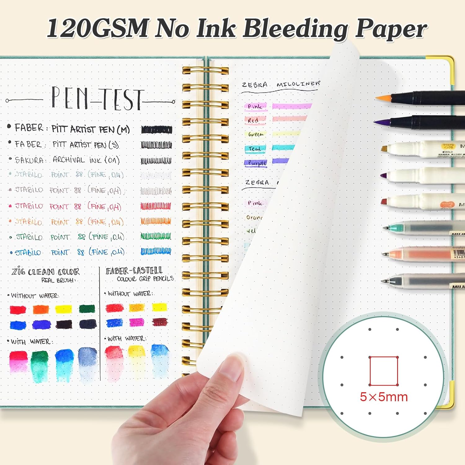 A5 Dotted Journal Spiral Noteb - Leather Work Notebook ulasan dan harga