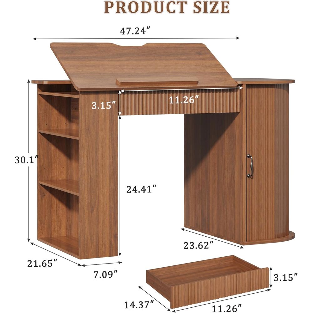Storage Cabinet Desk with Draw - Leather Works ulasan dan harga