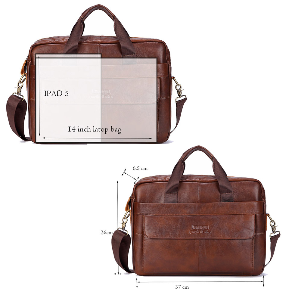Men Genuine Leather Handbag Fa - Leather Work Bag ulasan dan harga