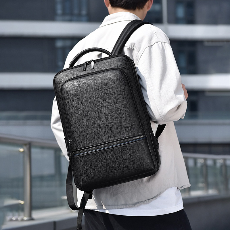 PU Leather Men's Backpack USB  - Leather Work Bag ulasan dan harga