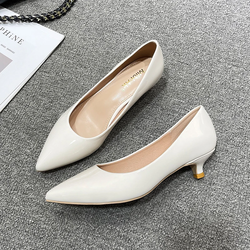 Women Low Small High Heels Sho - Leather Work Japan ulasan dan harga