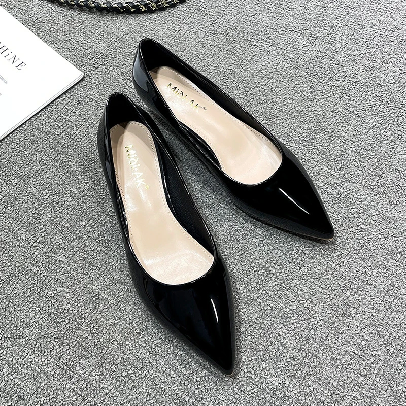Women Low Small High Heels Sho - Leather Work Japan ulasan dan harga