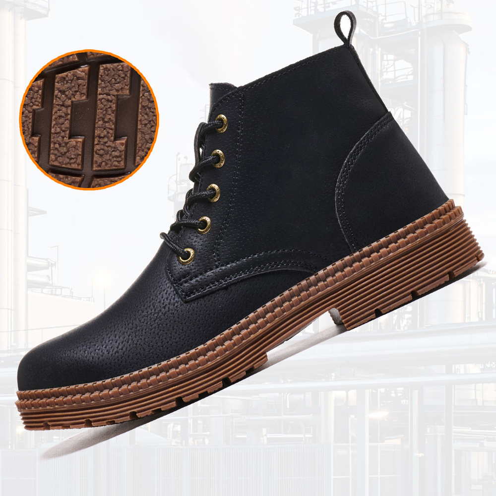 Waterproof Work Boots Safety S - Leather Work Fabric ulasan dan harga