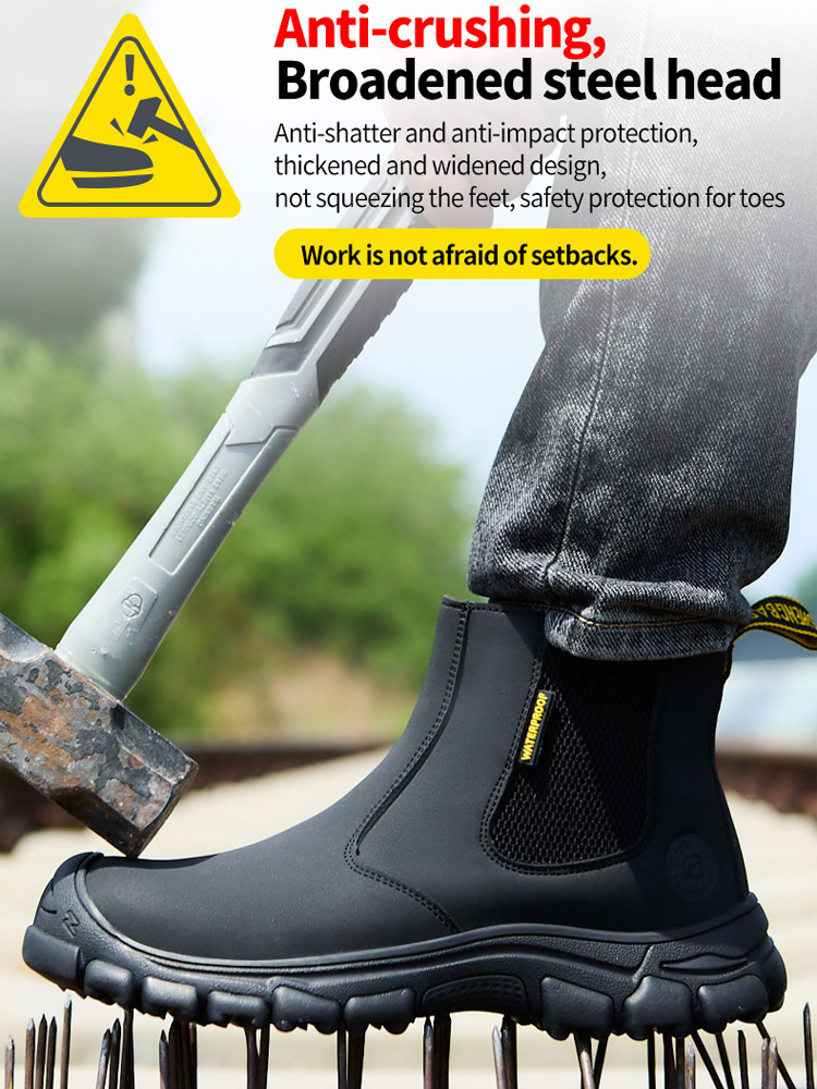 Waterproof Work Boots Men Punc - Leather Work Fabric ulasan dan harga