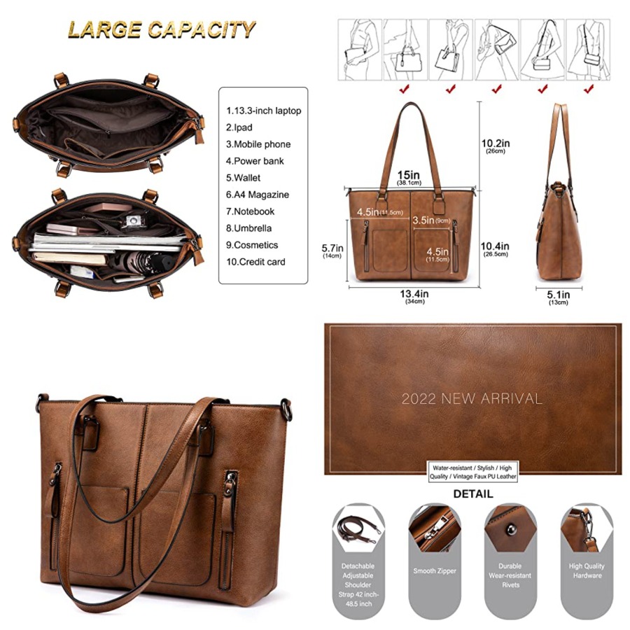 LOVEVOOK Purses Tote Bag for W - Leather Work Bag ulasan dan harga