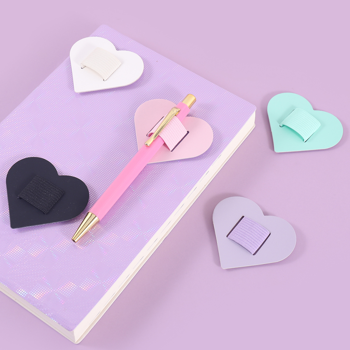 Self-Adhesive Heart Pen Clip H - Leather Work Notebook ulasan dan harga