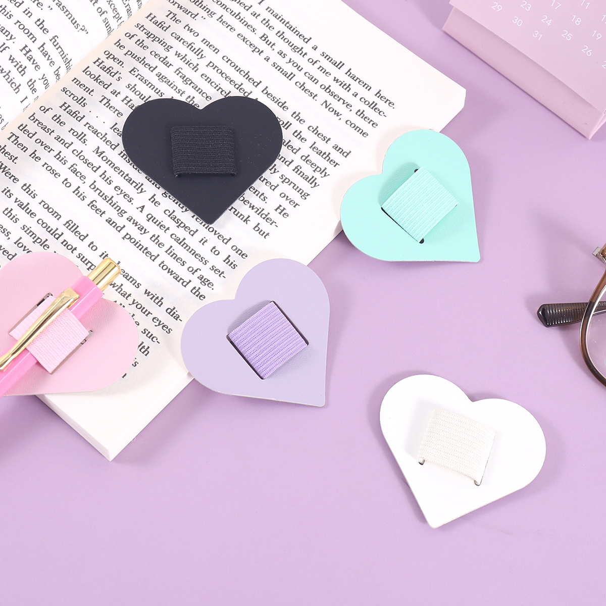 Self-Adhesive Heart Pen Clip H - Leather Work Notebook ulasan dan harga