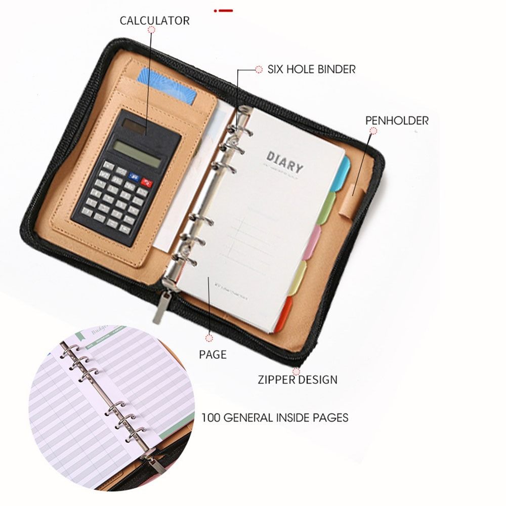 6-Ring File Folder A6 PU Leath - Leatherwork Books ulasan dan harga