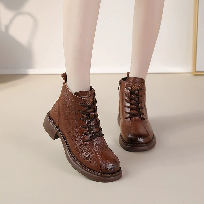 New Autumn Cowhide Mid-Heel So - Leather Work Women Shoes ulasan dan harga