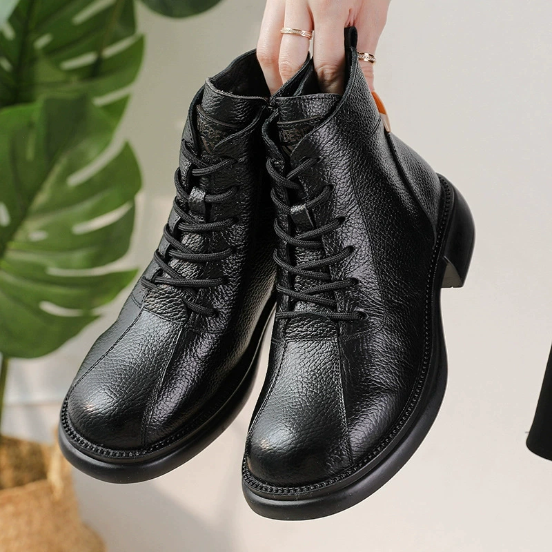 New Autumn Cowhide Mid-Heel So - Leather Work Women Shoes ulasan dan harga