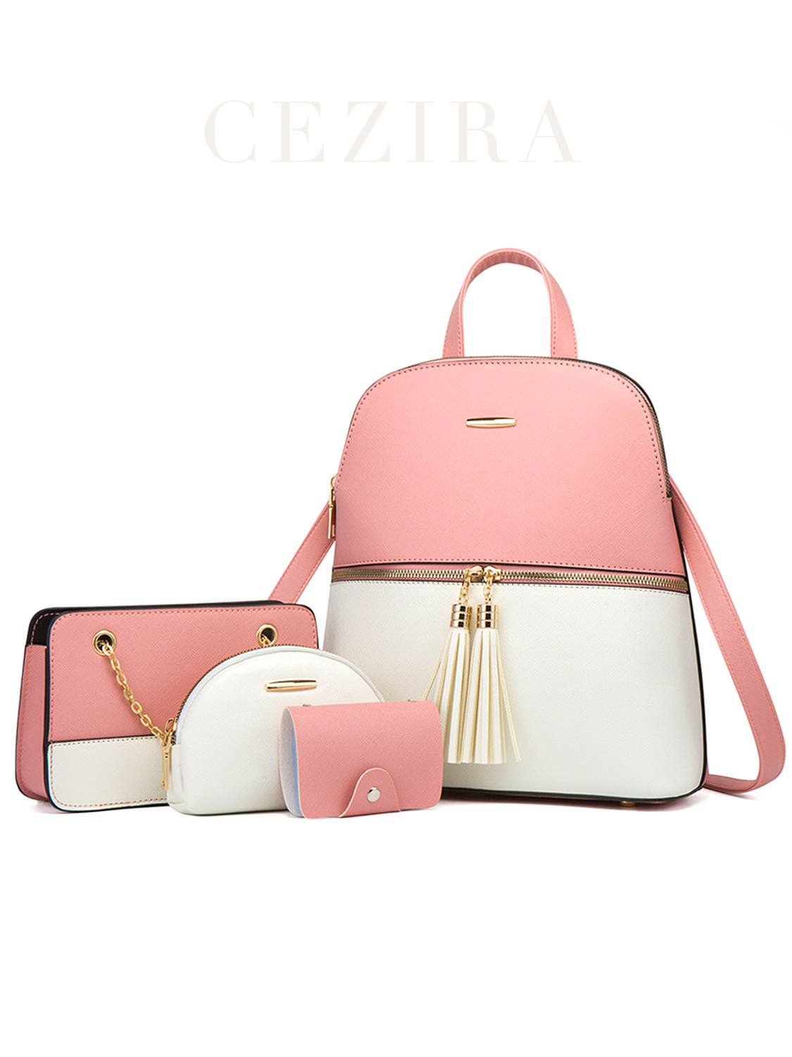 4 PCS Bags Set Women's Fashion - Leatherwork Wallet ulasan dan harga