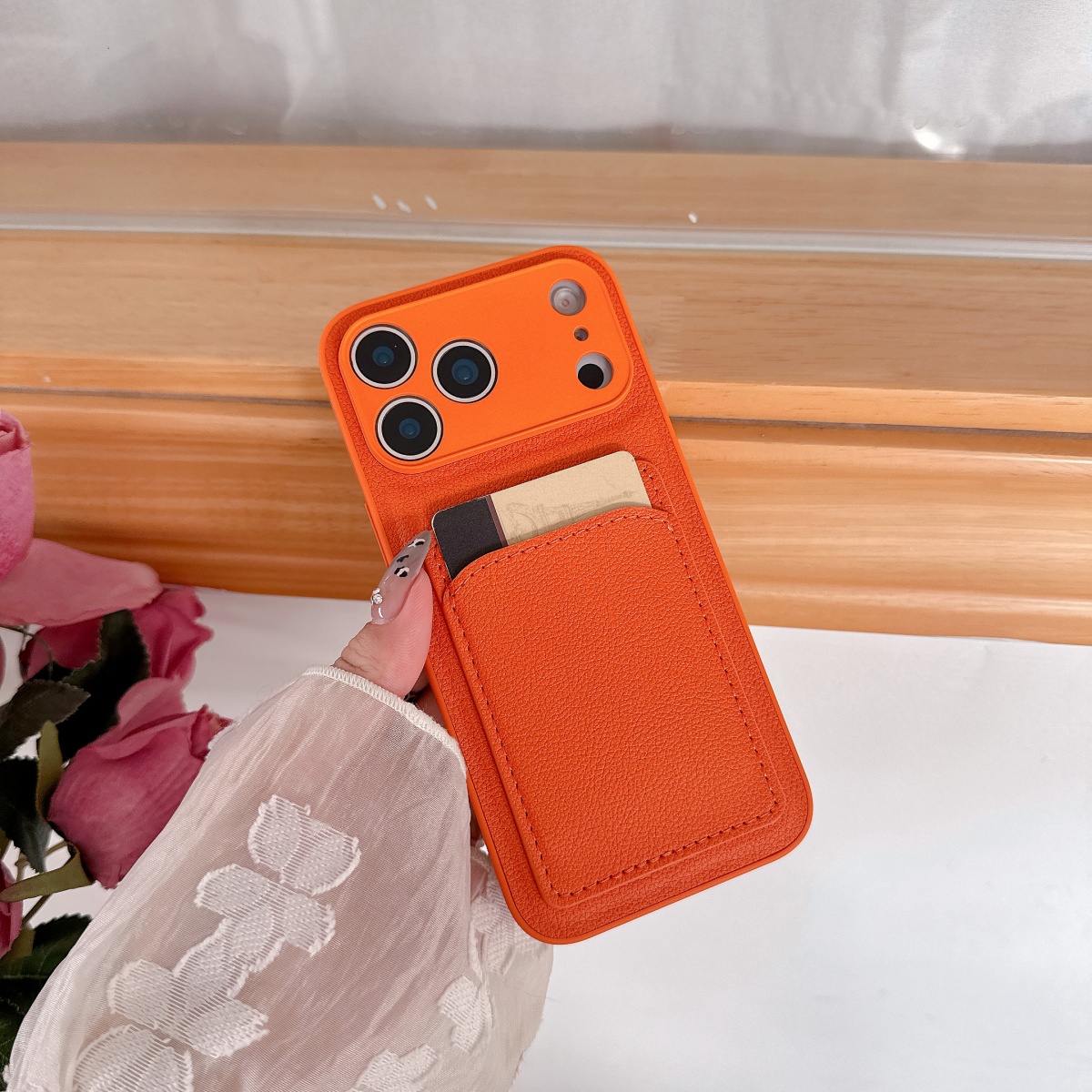 Leather Orange Color Card Hold - Leather X ulasan dan harga