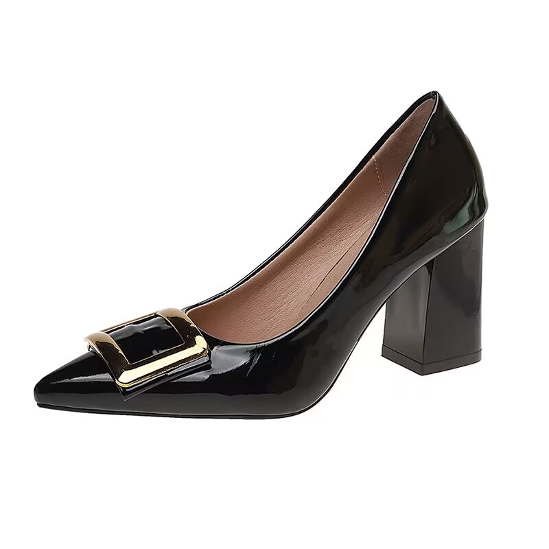 Women's Pumps Temperament Poin - Leather Work Fabric ulasan dan harga