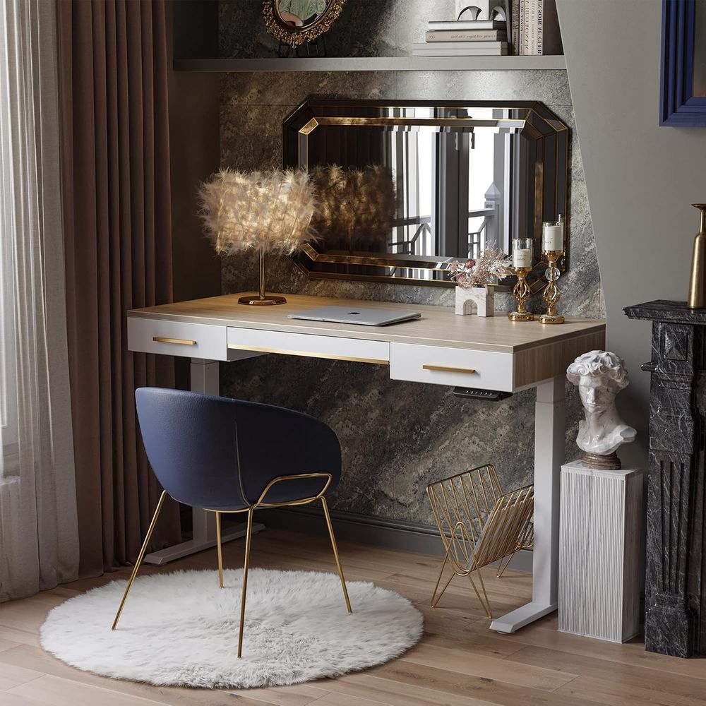 Electric Standing Desk, 3 Draw - Leather X ulasan dan harga