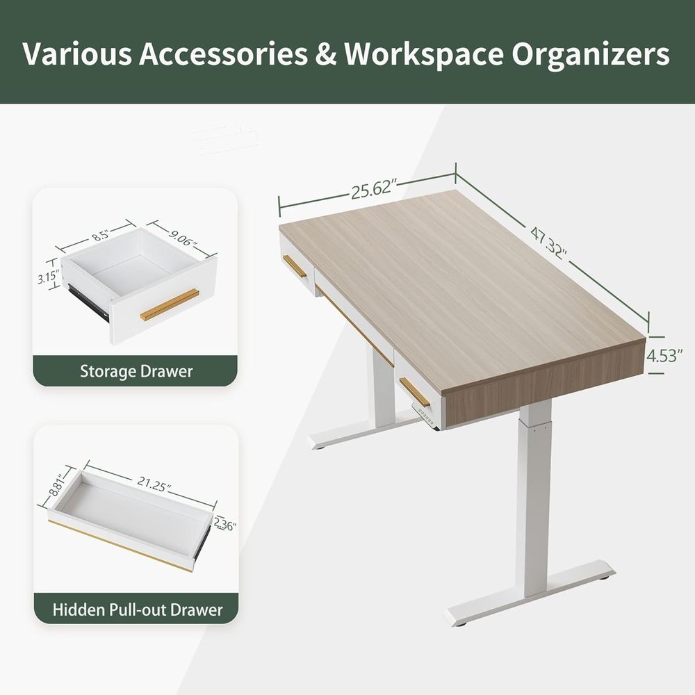Electric Standing Desk, 3 Draw - Leather X ulasan dan harga