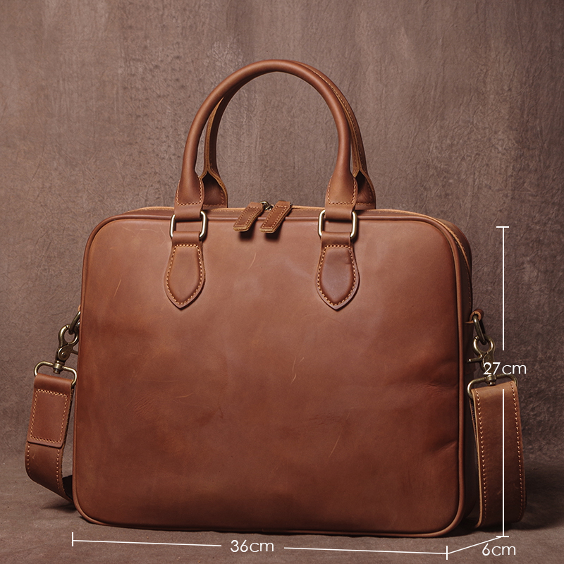 GURO Men Crazy Horse Cowhide B - Leather Work Bag ulasan dan harga