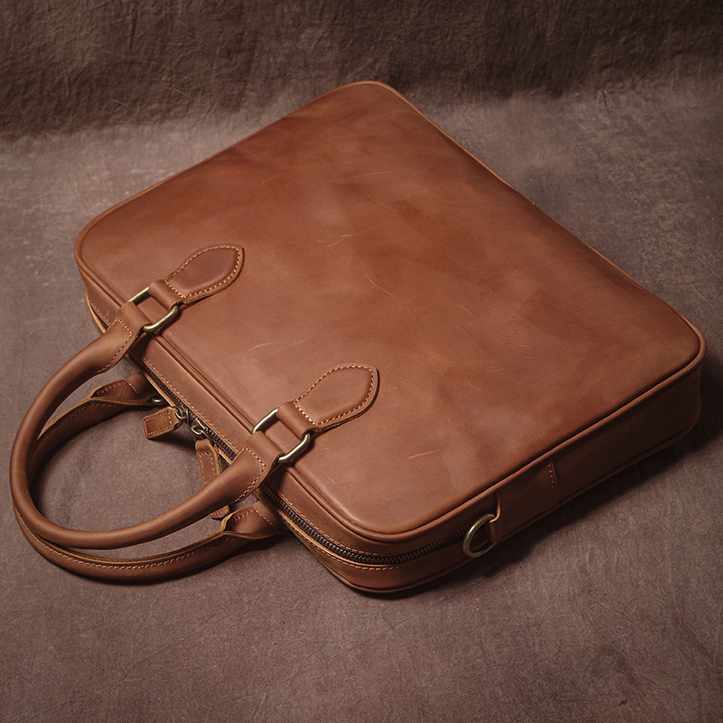 GURO Men Crazy Horse Cowhide B - Leather Work Bag ulasan dan harga