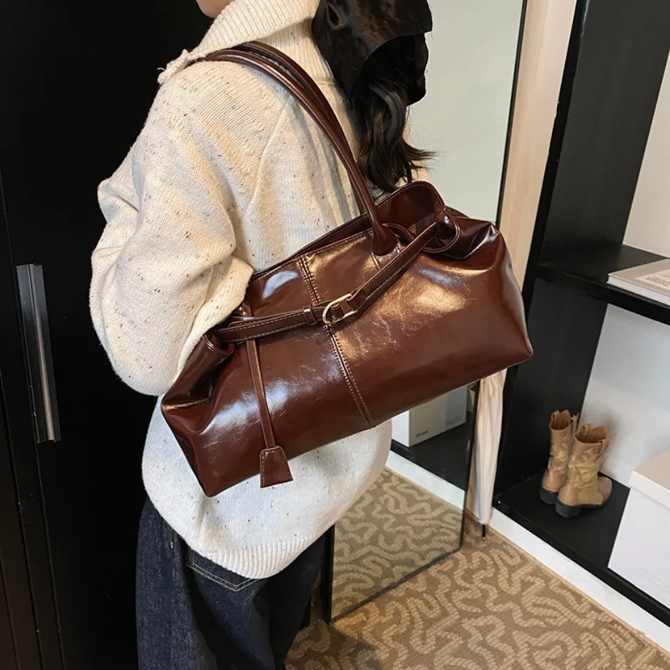 Winter Oil PU Leather Hobo Han - Vintage Leatherwork ulasan dan harga