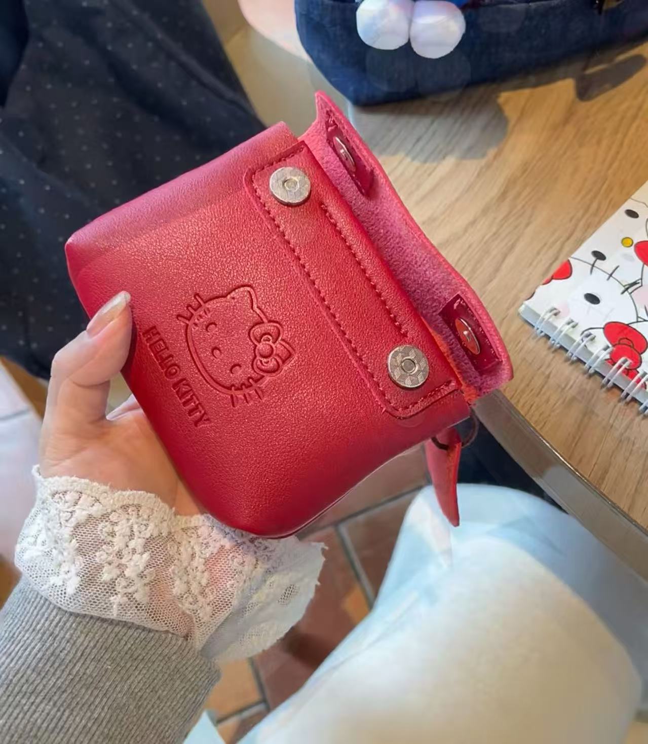 Cute Hello Kitty Red Leather C - Leatherwork Wallet ulasan dan harga
