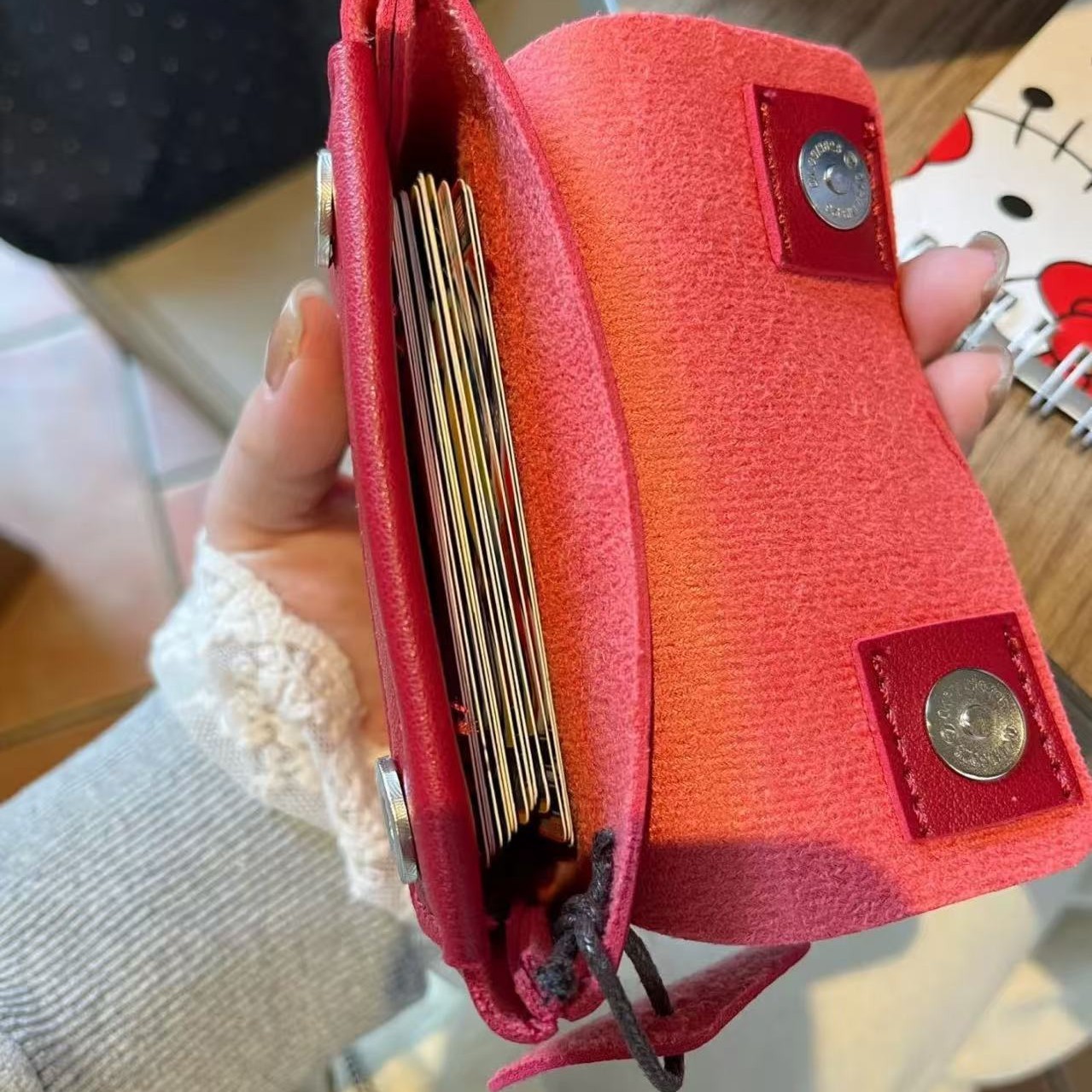 Cute Hello Kitty Red Leather C - Leatherwork Wallet ulasan dan harga