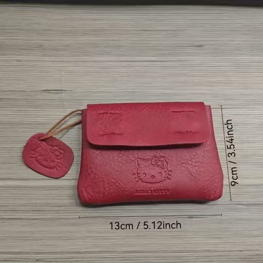 Cute Hello Kitty Red Leather C - Leatherwork Wallet ulasan dan harga