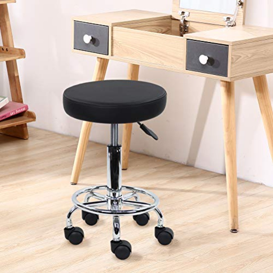 PU Leather Round Rolling Stool - Leather Works ulasan dan harga