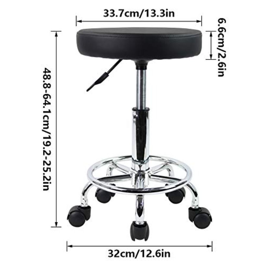PU Leather Round Rolling Stool - Leather Works ulasan dan harga