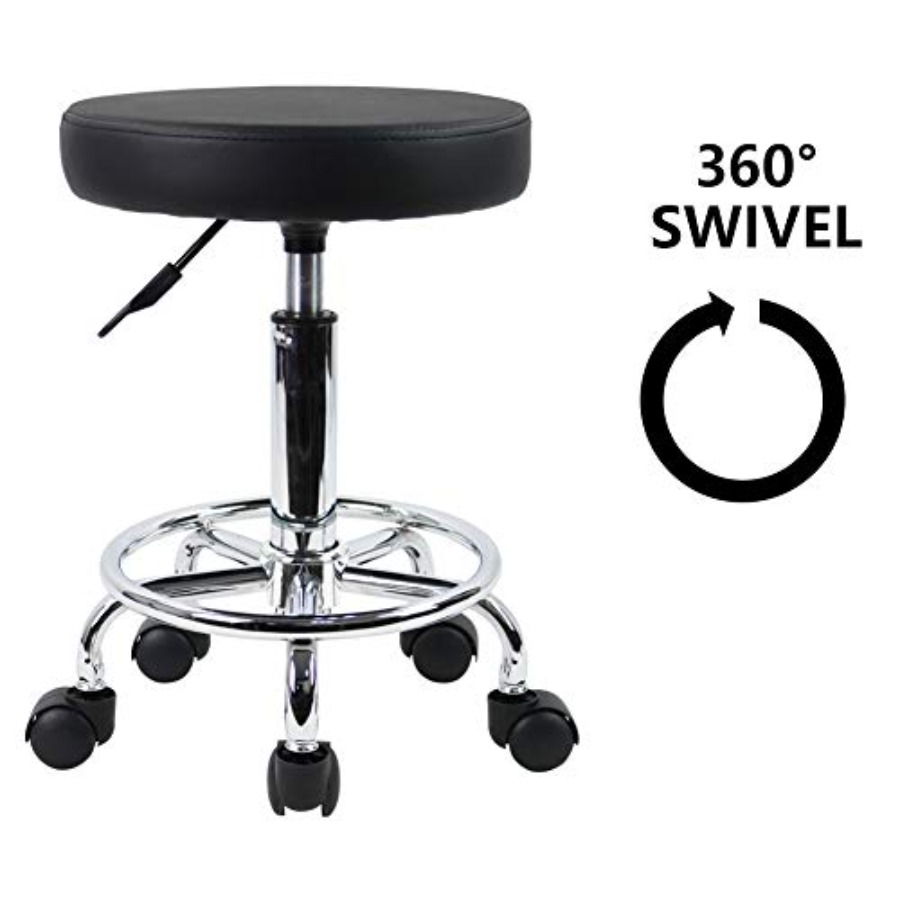 PU Leather Round Rolling Stool - Leather Works ulasan dan harga