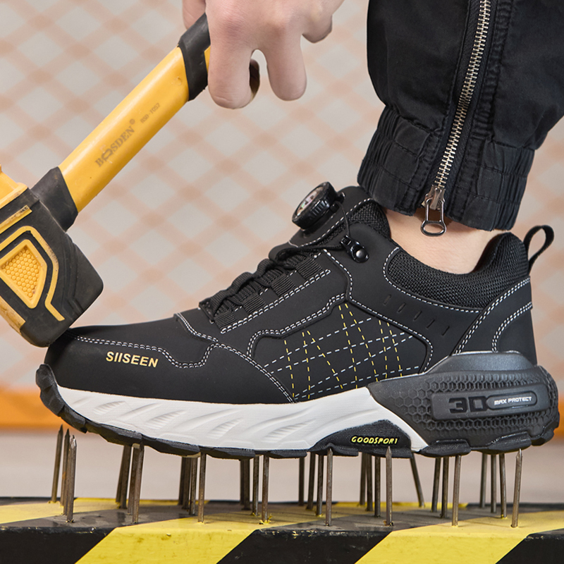 Black Leather Safety Shoes Sec - Leather Work Fabric ulasan dan harga