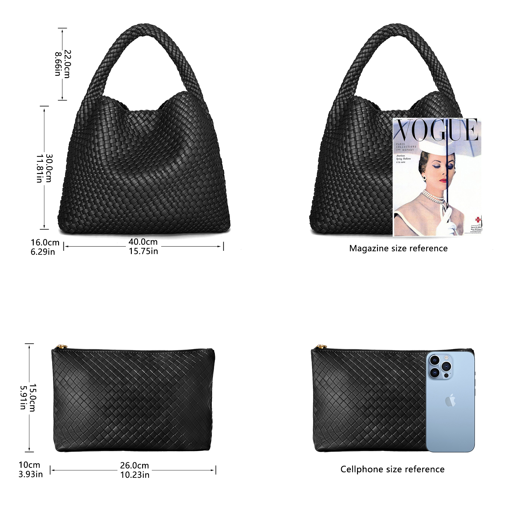 Large Woven Tote Bag for Women - Leatherwork Wallet ulasan dan harga