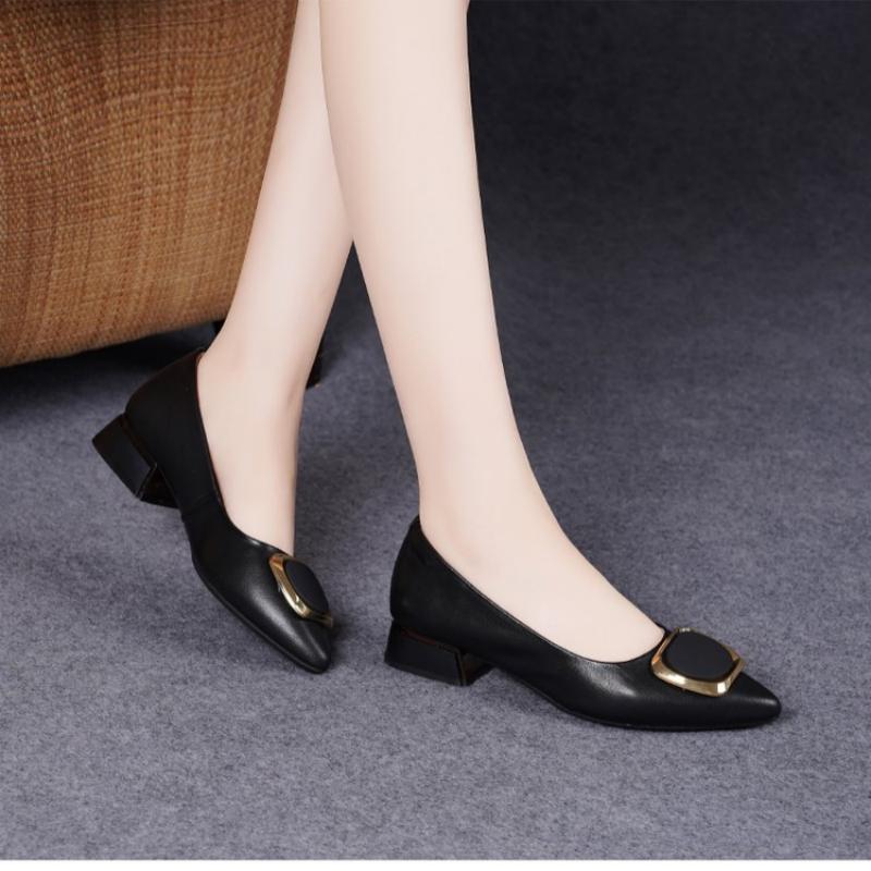 Spring Women's Pointed-Toe Chu - Leather Work Women Shoes ulasan dan harga