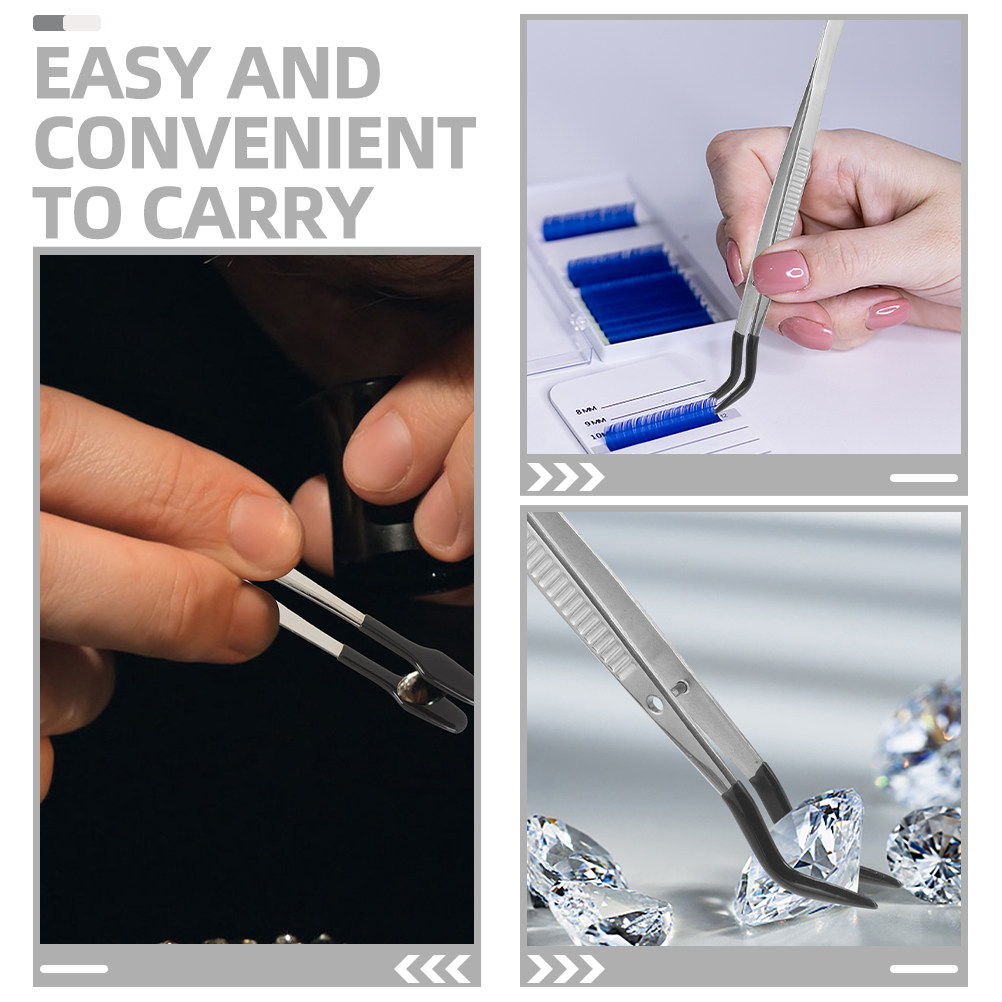 2Pcs Eyelash Tweezers Stainles - Leatherwork Hobby ulasan dan harga